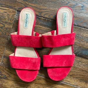 Halogen Red Suede slip on sandals